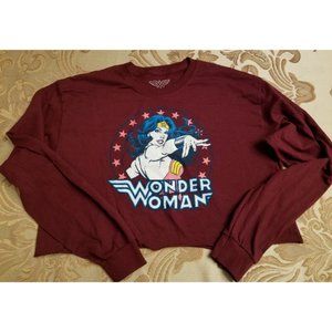 Wonder Woman Crop Long Sleeve Shirt, Size Large